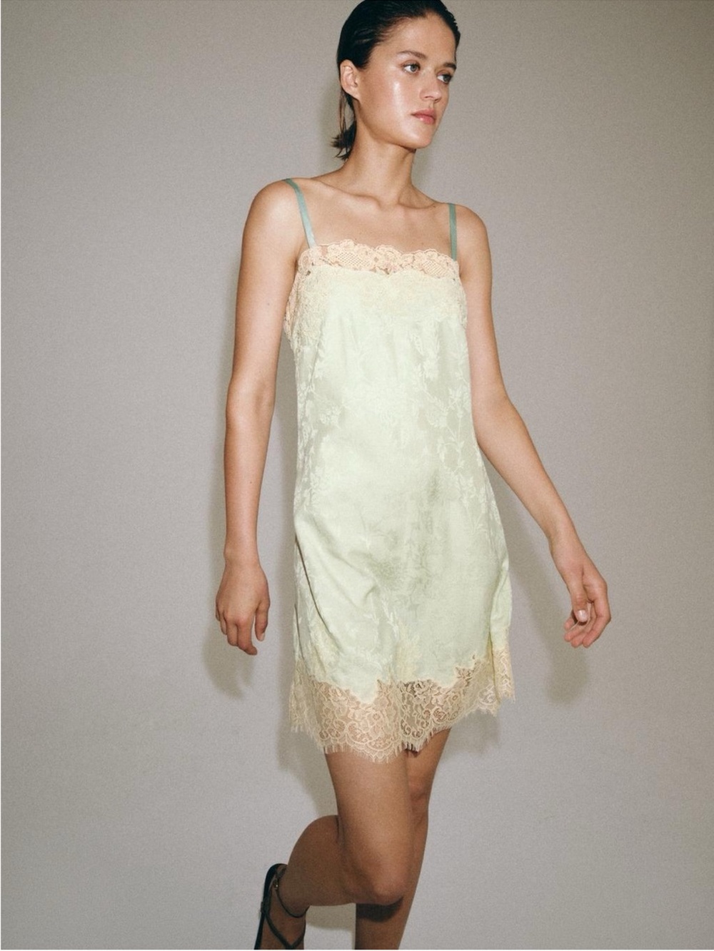 Zara Woman Collection
Jacquard Lace Dress in Green Contrast Lace X-Small NWT